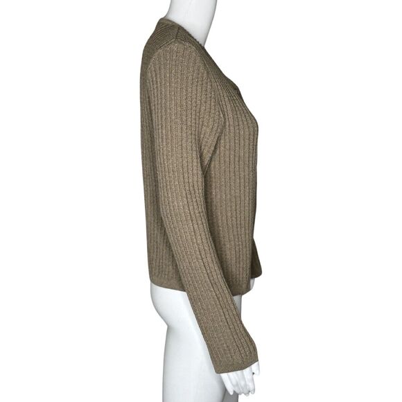 Huber Mode & Tracht Sweater Womens Large Brown Button Front Cardigan Minimalist - Picture 2 of 8